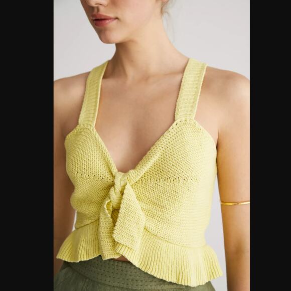 Anthropologie Flat White Tie-Front Cotton Sweater Tank - Large - NEW - Picture 4 of 6